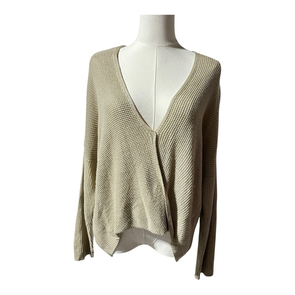 Soho Jeans New York & Co Tan Knit V-Neck Pullover Sweater Women’s M Acrylic